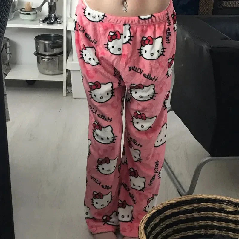 Hello Kitty Plush Pajama Pants – Cozy Lounge Bottoms for Adults & Teens