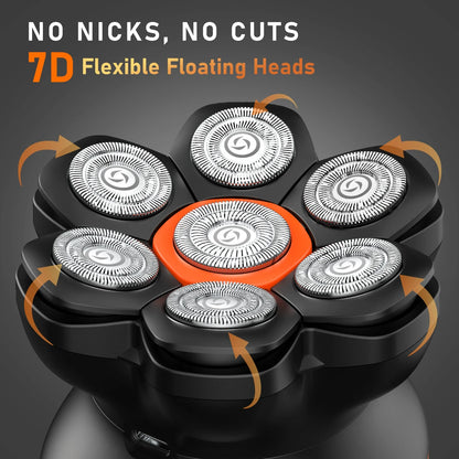 Electric Bald Head Shaver Waterproof Grooming Kit