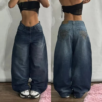 Women's Washed Wide Legged Jeans
