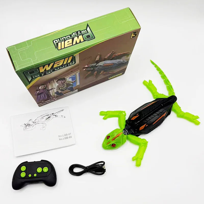 Wall Climbing RC Gecko Toy, Rechargeable Remote Control Lizard with LED Eyes, Dual Mode Floor & Wall Climbing Toy Gift for Kids