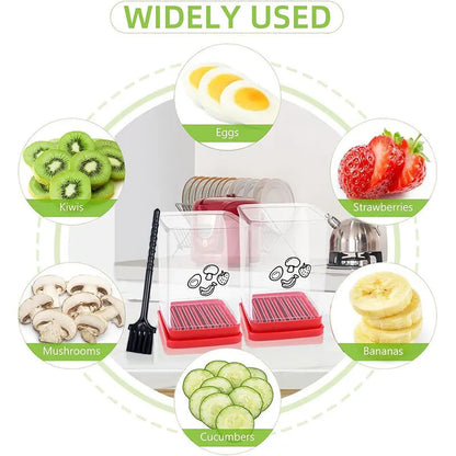 Fruit and Vegetable Slicer with Push Plate – Multi-Function Speed Cutter for Eggs, Strawberries, Bananas & Salad Prep