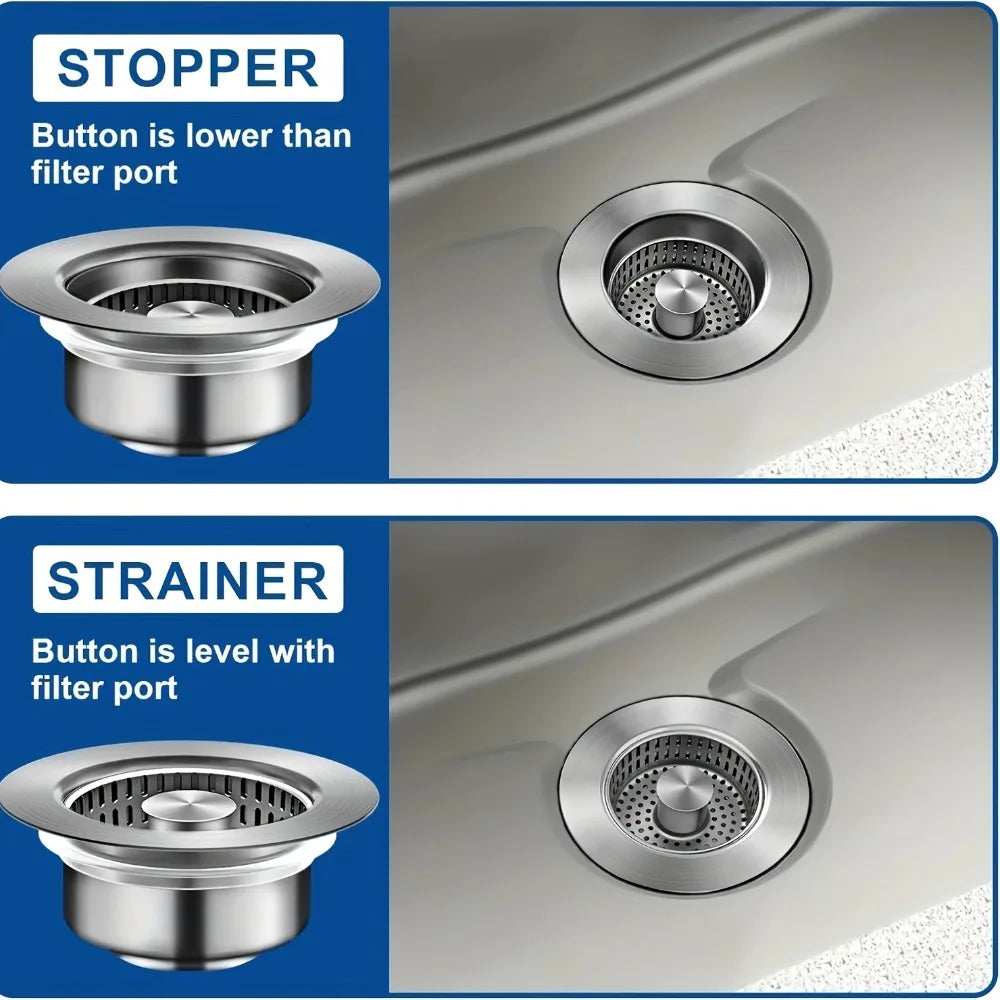 3-in-1 Stainless Steel Sink Stopper & Strainer