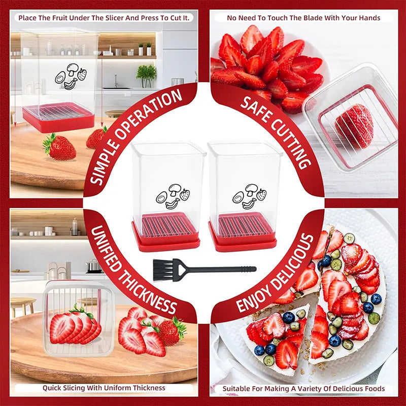 Fruit and Vegetable Slicer with Push Plate – Multi-Function Speed Cutter for Eggs, Strawberries, Bananas & Salad Prep