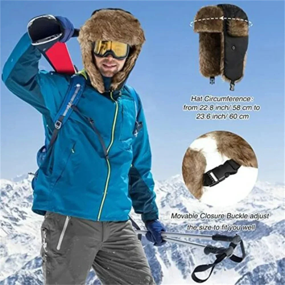 Men’s Winter Trapper Aviator Hat – Waterproof Bomber Cap with Earflap Ear Protection, Warm Fur-Lined Ski Hat
